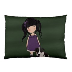 Dolly Girl And Dog Pillow Case by Valentinaart