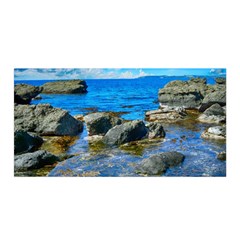 Shoreline Sea Coast Beach Ocean Satin Wrap by Celenk