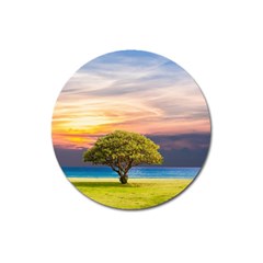 Tree Sea Grass Nature Ocean Magnet 3  (round) by Celenk