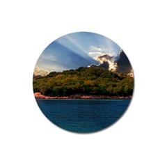 Island God Rays Sky Nature Sea Magnet 3  (round) by Celenk