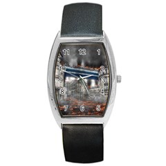 Destruction City Building Barrel Style Metal Watch by Celenk