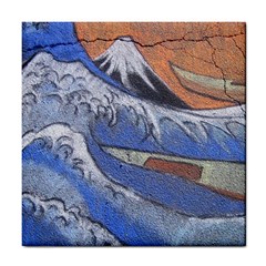 Harvard Mayfair Hokusai Chalk Wave Fuji Tile Coasters by Celenk