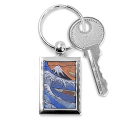 Harvard Mayfair Hokusai Chalk Wave Fuji Key Chains (rectangle)  by Celenk