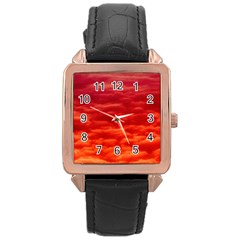 Red Cloud Rose Gold Leather Watch  by Celenk