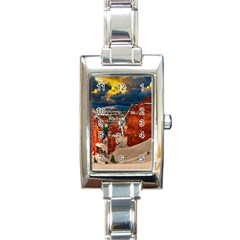 Snow Landscape Winter Cold Nature Rectangle Italian Charm Watch by Celenk