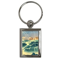 Coastline Sea Nature Sky Landscape Key Chains (rectangle)  by Celenk