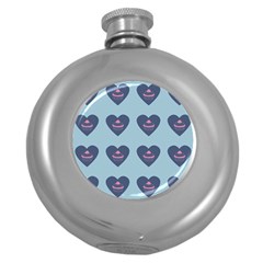 Cupcake Heart Teal Blue Round Hip Flask (5 Oz)