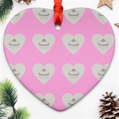 Cupcake Pink Grey Heart Ornament (two Sides) by snowwhitegirl