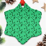 Green Music Snowflake Ornament (Two Sides) Back