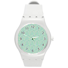 Pink Peach Green Eggs On Seafoam Round Plastic Sport Watch (m) by snowwhitegirl