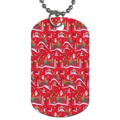 Red Background Christmas Dog Tag (two Sides) by Nexatart