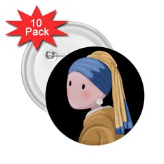 Girl With A Pearl Earring 2 25  Buttons (10 Pack)  by Valentinaart