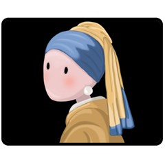 Girl With A Pearl Earring Fleece Blanket (medium)  by Valentinaart