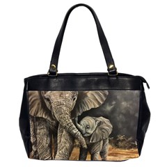 Elephant Mother And Baby Office Handbags (2 Sides)  by ArtByThree