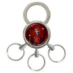 Funny, Cute Parrot With Butterflies 3-ring Key Chains