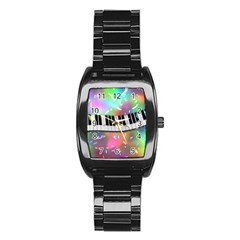 Piano Keys Music Colorful 3d Stainless Steel Barrel Watch by Nexatart