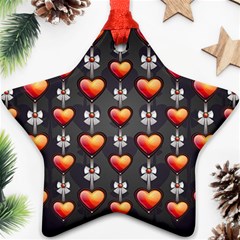 Love Heart Background Star Ornament (two Sides)