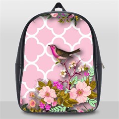 Shabby Chic,floral,bird,pink,collage School Bag (large) by NouveauDesign