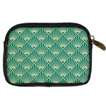 teal,beige,Art nouveau,vintage,original,belle époque,fan pattern,geometric,elegant,chic Digital Camera Cases Back