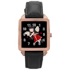 Cupid Girl Rose Gold Leather Watch  by Valentinaart