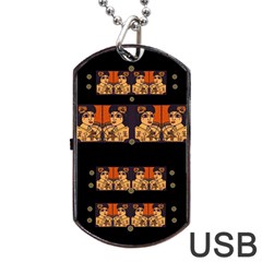 Geisha With Friends In Lotus Garden Having A Calm Evening Dog Tag Usb Flash (one Side) by pepitasart