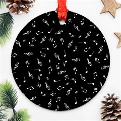 Music Tones Black Round Ornament (two Sides) by jumpercat