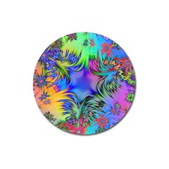 Star Abstract Colorful Fireworks Magnet 3  (round) by Nexatart