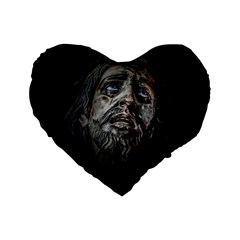 Jesuschrist Face Dark Poster Standard 16  Premium Flano Heart Shape Cushions by dflcprints