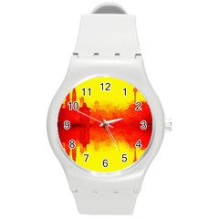 Sun Rise,city,modern Art Round Plastic Sport Watch (m) by NouveauDesign