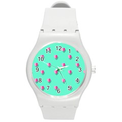 Love Heart Set Seamless Pattern Round Plastic Sport Watch (m) by Nexatart