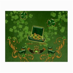 Happy St  Patrick s Day With Clover Small Glasses Cloth (2-side) by FantasyWorld7