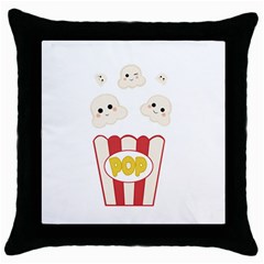 Cute Kawaii Popcorn Throw Pillow Case (black) by Valentinaart