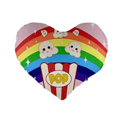 Cute Kawaii Popcorn Standard 16  Premium Heart Shape Cushions by Valentinaart