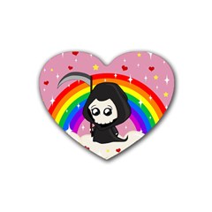 Cute Grim Reaper Rubber Coaster (heart)  by Valentinaart