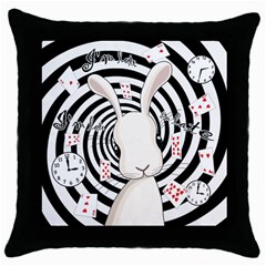 White Rabbit In Wonderland Throw Pillow Case (black) by Valentinaart