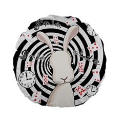 White Rabbit In Wonderland Standard 15  Premium Flano Round Cushions