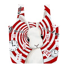 White Rabbit In Wonderland Full Print Recycle Bags (l)  by Valentinaart