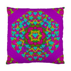 Hearts In A Mandala Scenery Of Fern Standard Cushion Case (one Side) by pepitasart