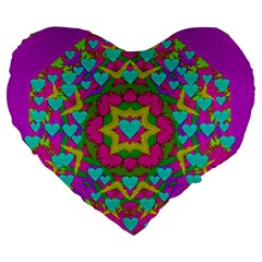 Hearts In A Mandala Scenery Of Fern Large 19  Premium Heart Shape Cushions by pepitasart