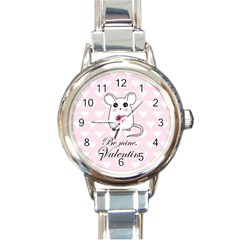 Cute Mouse - Valentines Day Round Italian Charm Watch by Valentinaart