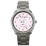 Cute mouse - Valentines day Sport Metal Watch Front