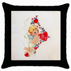 Cupid - Vintage Throw Pillow Case (black) by Valentinaart