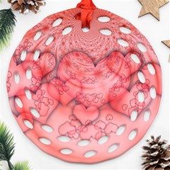 Heart Love Friendly Pattern Round Filigree Ornament (two Sides) by Nexatart