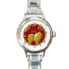 Year Of The Dog - Chinese New Year Round Italian Charm Watch by Valentinaart