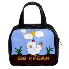 Go Vegan - Cute Chick  Classic Handbags (2 Sides) by Valentinaart