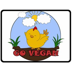 Go Vegan - Cute Chick  Double Sided Fleece Blanket (large)  by Valentinaart