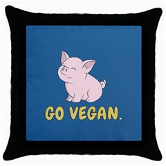 Go Vegan - Cute Pig Throw Pillow Case (black) by Valentinaart