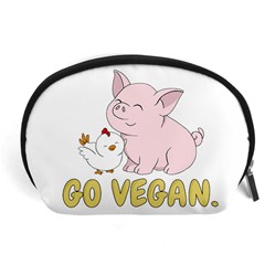 Go Vegan - Cute Pig And Chicken Accessory Pouches (large)  by Valentinaart