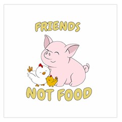 Friends Not Food - Cute Pig And Chicken Large Satin Scarf (square) by Valentinaart