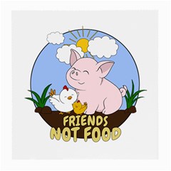 Friends Not Food - Cute Pig And Chicken Medium Glasses Cloth by Valentinaart